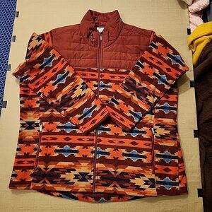 Ariat 2X Women's Red and Orange Patterned Puffer Jacket